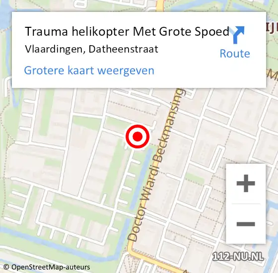 Locatie op kaart van de 112 melding: Trauma helikopter Met Grote Spoed Naar Vlaardingen, Datheenstraat op 2 juli 2022 16:21