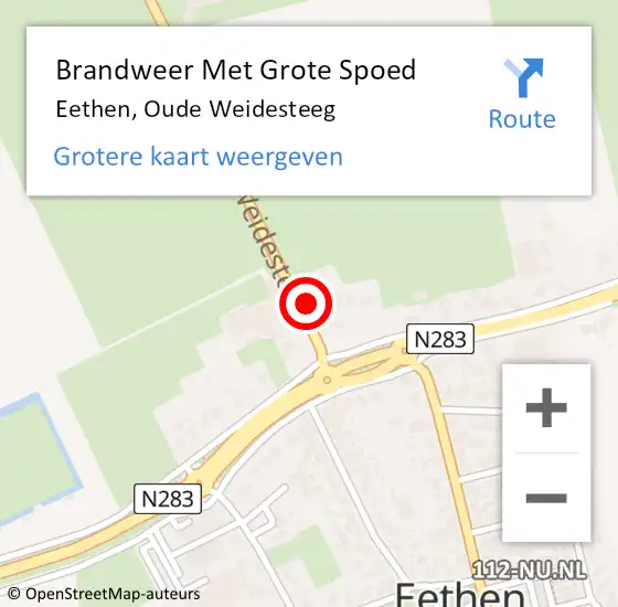 Locatie op kaart van de 112 melding: Brandweer Met Grote Spoed Naar Eethen, Oude Weidesteeg op 2 juli 2022 16:24