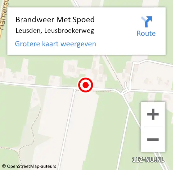 Locatie op kaart van de 112 melding: Brandweer Met Spoed Naar Leusden, Leusbroekerweg op 2 juli 2022 16:26