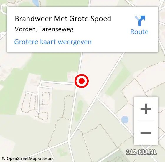 Locatie op kaart van de 112 melding: Brandweer Met Grote Spoed Naar Vorden, Larenseweg op 2 juli 2022 16:39