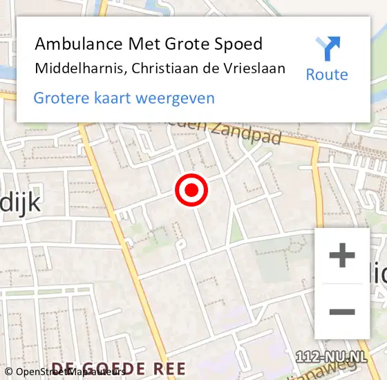 Locatie op kaart van de 112 melding: Ambulance Met Grote Spoed Naar Middelharnis, Christiaan de Vrieslaan op 2 juli 2022 16:45