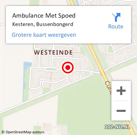 Locatie op kaart van de 112 melding: Ambulance Met Spoed Naar Kesteren, Bussenbongerd op 2 juli 2022 16:55