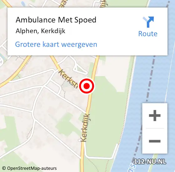 Locatie op kaart van de 112 melding: Ambulance Met Spoed Naar Alphen, Kerkdijk op 2 juli 2022 17:15