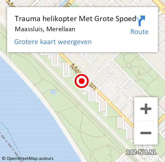 Locatie op kaart van de 112 melding: Trauma helikopter Met Grote Spoed Naar Maassluis, Merellaan op 2 juli 2022 17:37