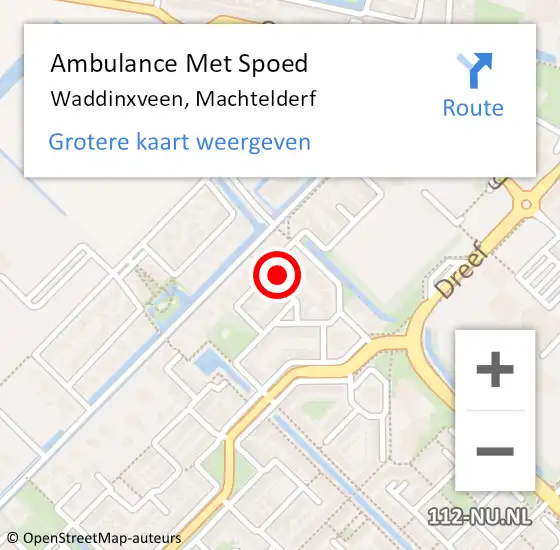 Locatie op kaart van de 112 melding: Ambulance Met Spoed Naar Waddinxveen, Machtelderf op 2 juli 2022 17:40