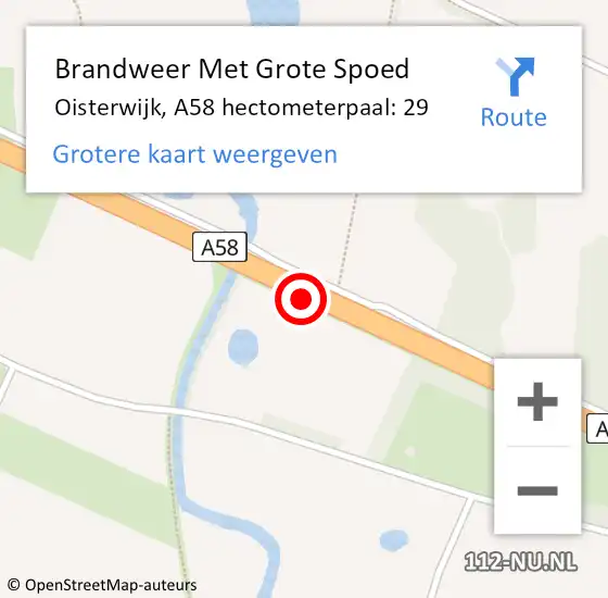 Locatie op kaart van de 112 melding: Brandweer Met Grote Spoed Naar Oisterwijk, A58 hectometerpaal: 29 op 2 juli 2022 17:45