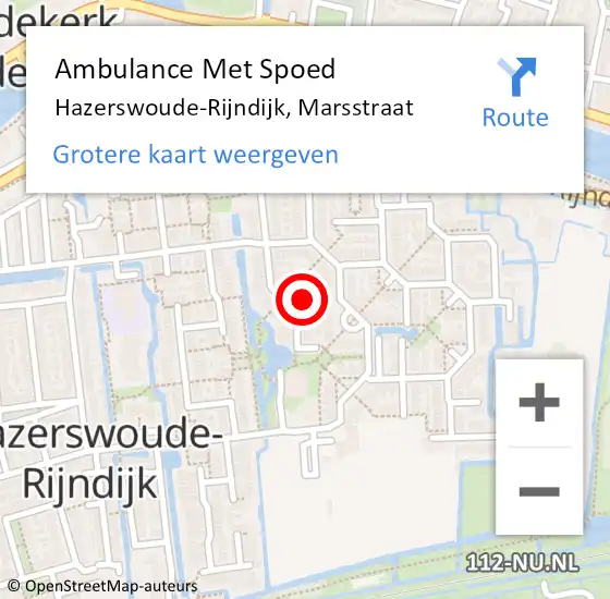 Locatie op kaart van de 112 melding: Ambulance Met Spoed Naar Hazerswoude-Rijndijk, Marsstraat op 2 juli 2022 17:59