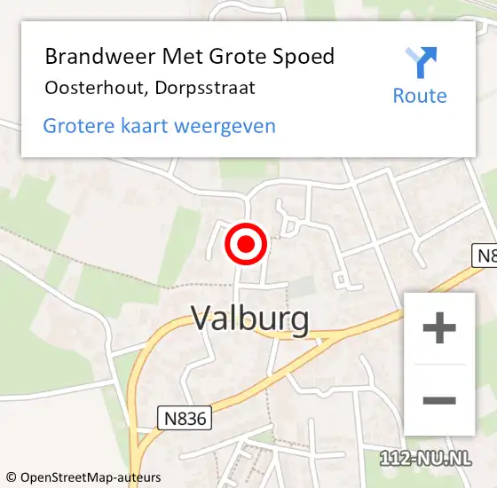 Locatie op kaart van de 112 melding: Brandweer Met Grote Spoed Naar Oosterhout, Dorpsstraat op 2 juli 2022 18:04