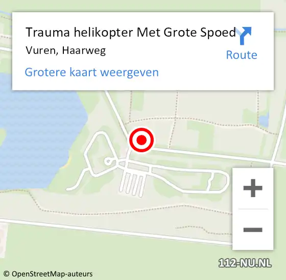 Locatie op kaart van de 112 melding: Trauma helikopter Met Grote Spoed Naar Vuren, Haarweg op 2 juli 2022 18:07