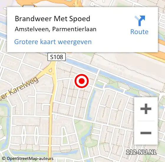 Locatie op kaart van de 112 melding: Brandweer Met Spoed Naar Amstelveen, Parmentierlaan op 2 juli 2022 18:29