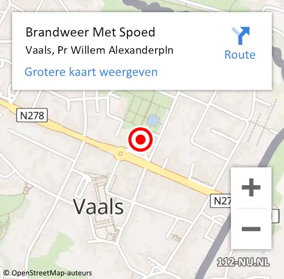 Locatie op kaart van de 112 melding: Brandweer Met Spoed Naar Vaals, Pr Willem Alexanderpln op 2 juli 2022 18:43