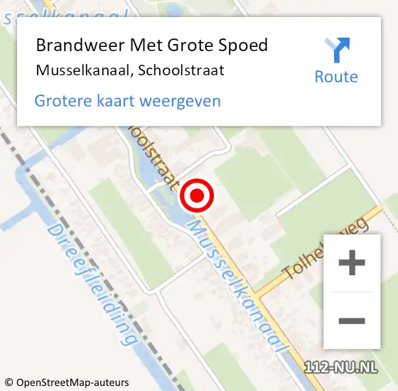 Locatie op kaart van de 112 melding: Brandweer Met Grote Spoed Naar Musselkanaal, Schoolstraat op 2 juli 2022 18:52