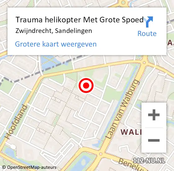 Locatie op kaart van de 112 melding: Trauma helikopter Met Grote Spoed Naar Zwijndrecht, Sandelingen op 2 juli 2022 19:10