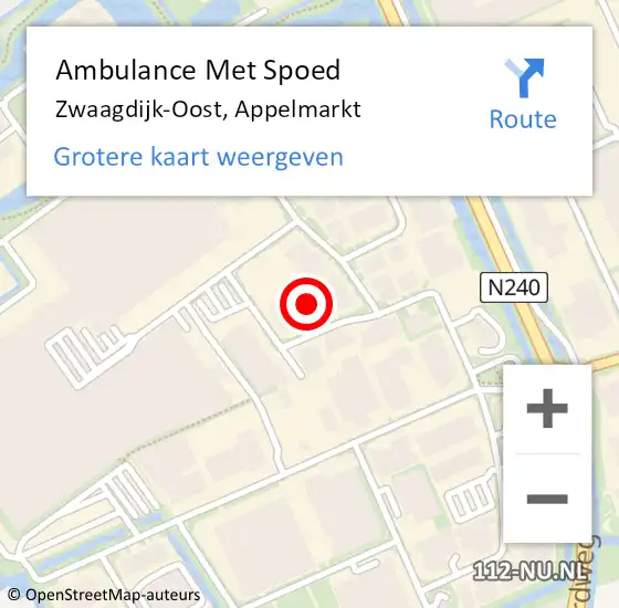 Locatie op kaart van de 112 melding: Ambulance Met Spoed Naar Zwaagdijk-Oost, Appelmarkt op 2 juli 2022 19:16