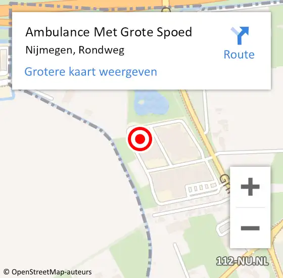 Locatie op kaart van de 112 melding: Ambulance Met Grote Spoed Naar Nijmegen, Rondweg op 2 juli 2022 19:29