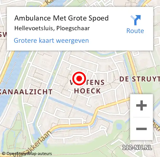 Locatie op kaart van de 112 melding: Ambulance Met Grote Spoed Naar Hellevoetsluis, Ploegschaar op 2 juli 2022 19:37