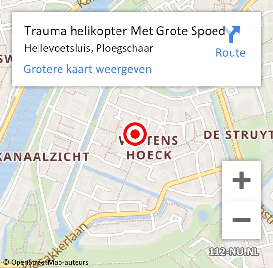 Locatie op kaart van de 112 melding: Trauma helikopter Met Grote Spoed Naar Hellevoetsluis, Ploegschaar op 2 juli 2022 19:40