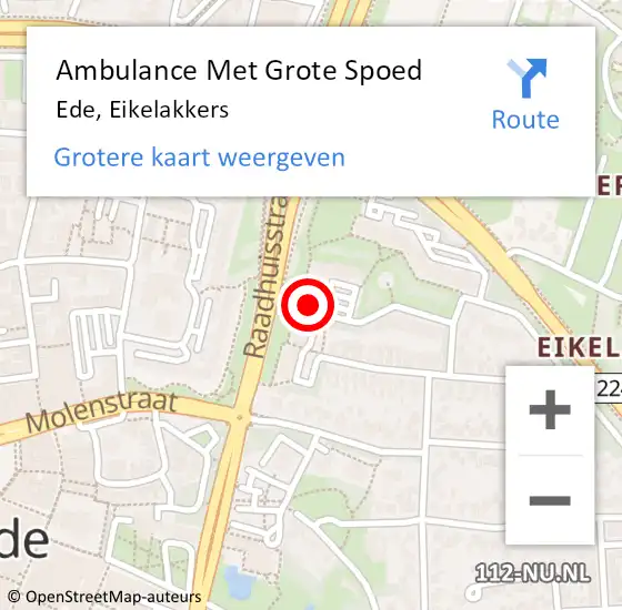 Locatie op kaart van de 112 melding: Ambulance Met Grote Spoed Naar Ede, Eikelakkers op 2 juli 2022 19:50