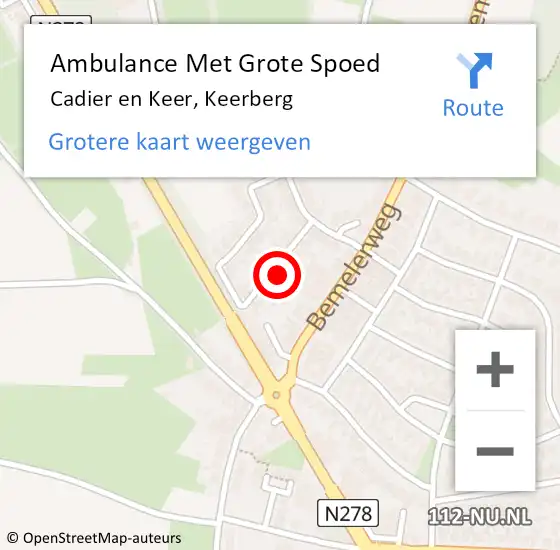 Locatie op kaart van de 112 melding: Ambulance Met Grote Spoed Naar Cadier en Keer, Keerberg op 22 juli 2014 03:35