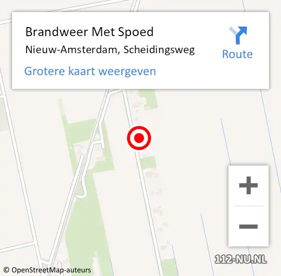 Locatie op kaart van de 112 melding: Brandweer Met Spoed Naar Nieuw-Amsterdam, Scheidingsweg op 2 juli 2022 20:12