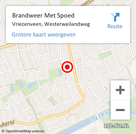 Locatie op kaart van de 112 melding: Brandweer Met Spoed Naar Vriezenveen, Westerweilandweg op 2 juli 2022 20:19