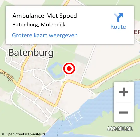Locatie op kaart van de 112 melding: Ambulance Met Spoed Naar Batenburg, Molendijk op 2 juli 2022 20:29