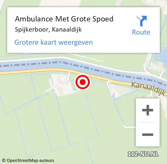 Locatie op kaart van de 112 melding: Ambulance Met Grote Spoed Naar Spijkerboor, Kanaaldijk op 2 juli 2022 20:31