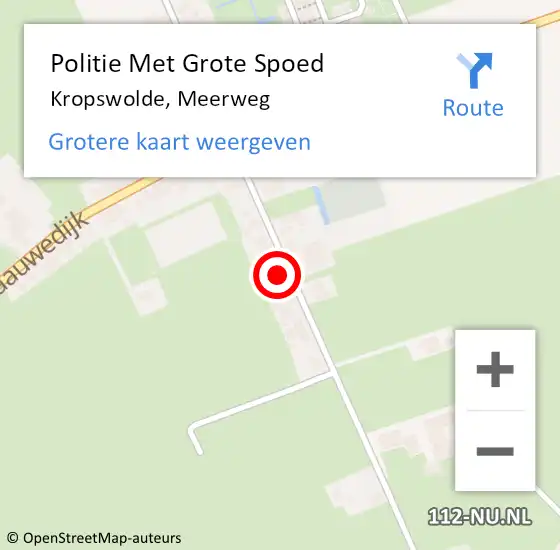 Locatie op kaart van de 112 melding: Politie Met Grote Spoed Naar Kropswolde, Meerweg op 2 juli 2022 20:50