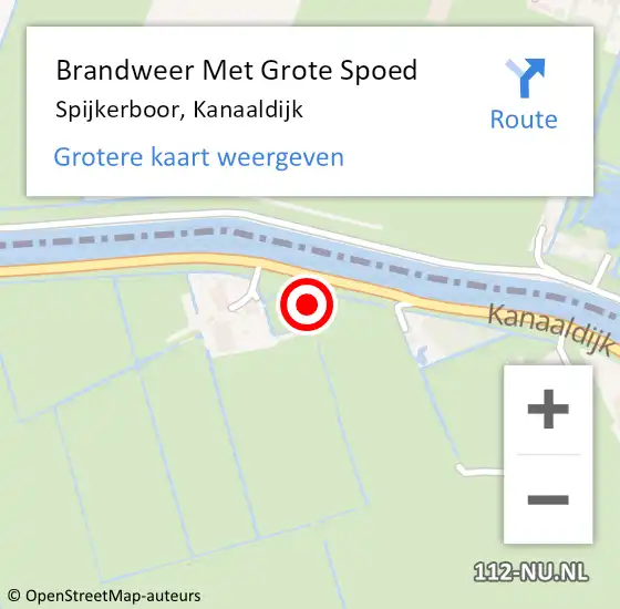 Locatie op kaart van de 112 melding: Brandweer Met Grote Spoed Naar Spijkerboor, Kanaaldijk op 2 juli 2022 20:53