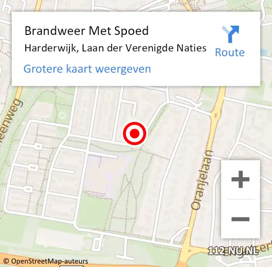 Locatie op kaart van de 112 melding: Brandweer Met Spoed Naar Harderwijk, Laan der Verenigde Naties op 2 juli 2022 20:59