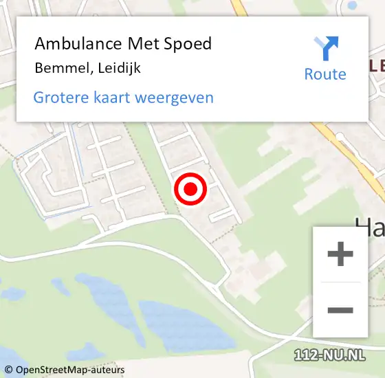 Locatie op kaart van de 112 melding: Ambulance Met Spoed Naar Bemmel, Leidijk op 2 juli 2022 21:06