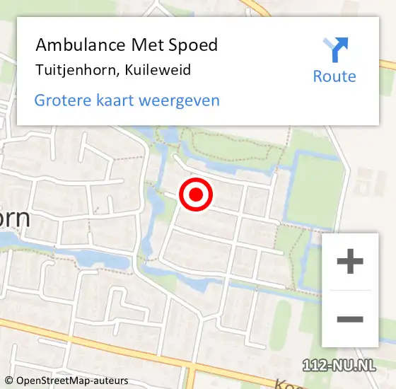 Locatie op kaart van de 112 melding: Ambulance Met Spoed Naar Tuitjenhorn, Kuileweid op 2 juli 2022 21:10