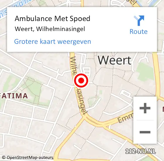 Locatie op kaart van de 112 melding: Ambulance Met Spoed Naar Weert, Wilhelminasingel op 2 juli 2022 21:36