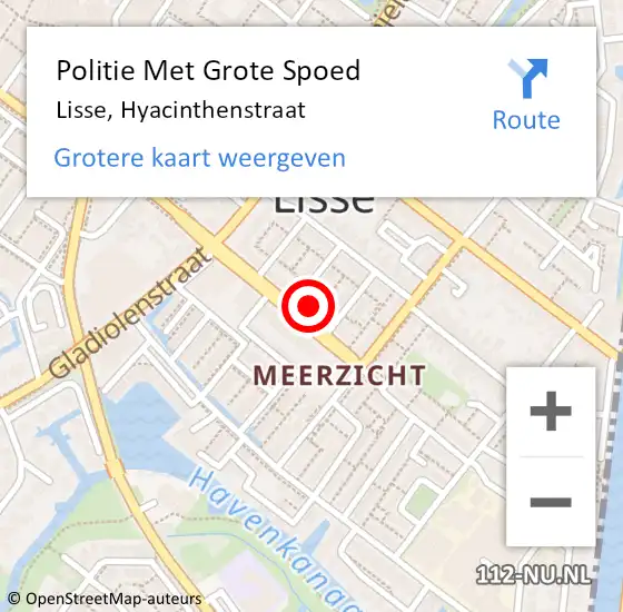 Locatie op kaart van de 112 melding: Politie Met Grote Spoed Naar Lisse, Hyacinthenstraat op 2 juli 2022 21:36