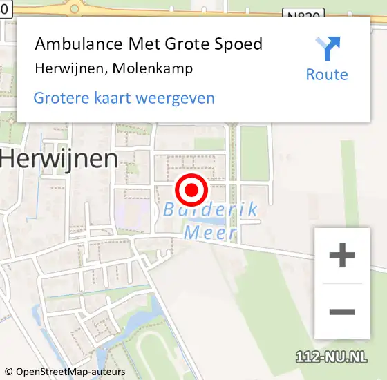 Locatie op kaart van de 112 melding: Ambulance Met Grote Spoed Naar Herwijnen, Molenkamp op 2 juli 2022 22:27