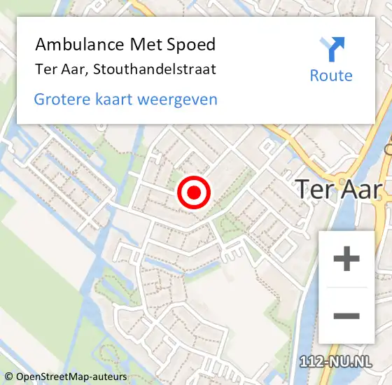 Locatie op kaart van de 112 melding: Ambulance Met Spoed Naar Ter Aar, Stouthandelstraat op 2 juli 2022 22:28