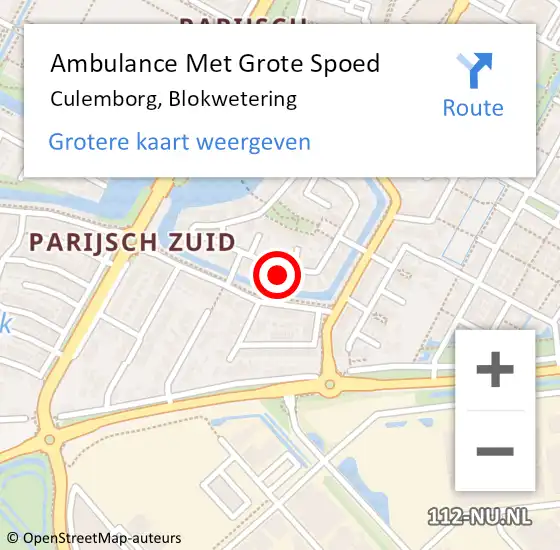 Locatie op kaart van de 112 melding: Ambulance Met Grote Spoed Naar Culemborg, Blokwetering op 2 juli 2022 22:48