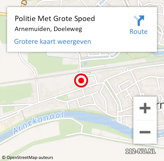 Locatie op kaart van de 112 melding: Politie Met Grote Spoed Naar Arnemuiden, Doeleweg op 2 juli 2022 22:49