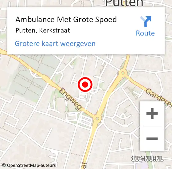 Locatie op kaart van de 112 melding: Ambulance Met Grote Spoed Naar Putten, Kerkstraat op 2 juli 2022 22:52