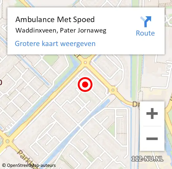Locatie op kaart van de 112 melding: Ambulance Met Spoed Naar Waddinxveen, Pater Jornaweg op 2 juli 2022 22:53
