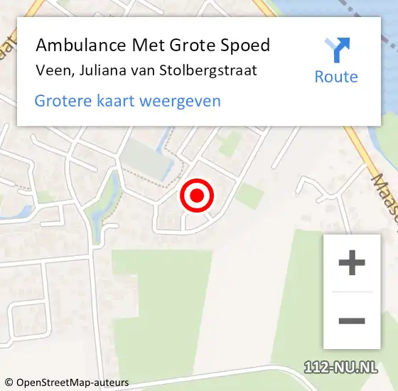 Locatie op kaart van de 112 melding: Ambulance Met Grote Spoed Naar Veen, Juliana van Stolbergstraat op 2 juli 2022 22:59