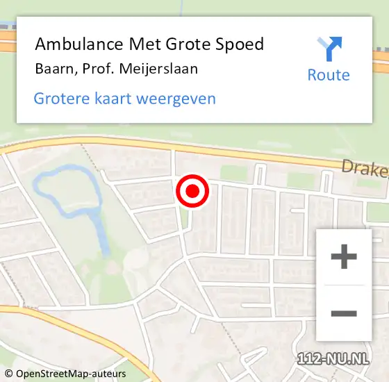 Locatie op kaart van de 112 melding: Ambulance Met Grote Spoed Naar Baarn, Prof. Meijerslaan op 22 juli 2014 04:53