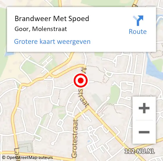 Locatie op kaart van de 112 melding: Brandweer Met Spoed Naar Goor, Molenstraat op 3 juli 2022 00:19