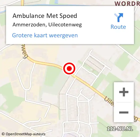 Locatie op kaart van de 112 melding: Ambulance Met Spoed Naar Ammerzoden, Uilecotenweg op 3 juli 2022 00:26