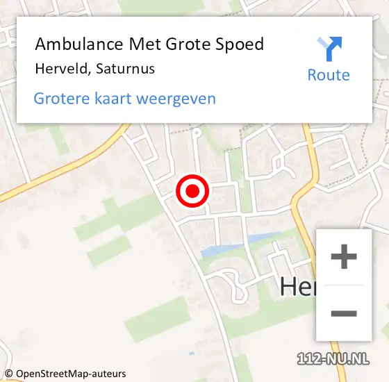 Locatie op kaart van de 112 melding: Ambulance Met Grote Spoed Naar Herveld, Saturnus op 3 juli 2022 00:40