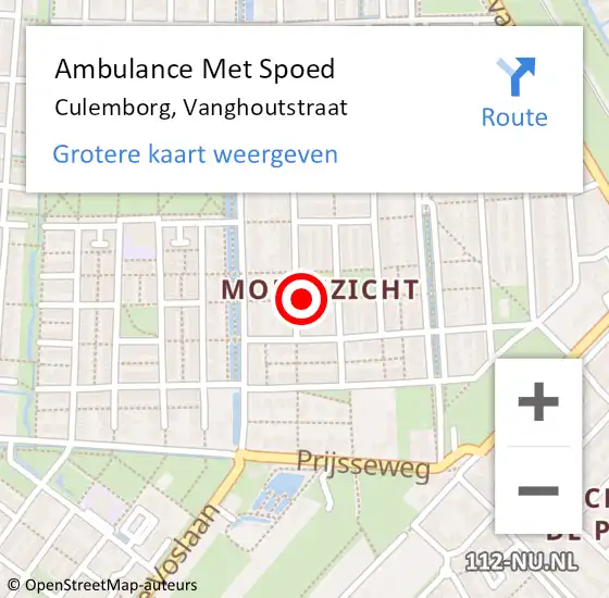 Locatie op kaart van de 112 melding: Ambulance Met Spoed Naar Culemborg, Vanghoutstraat op 3 juli 2022 00:43