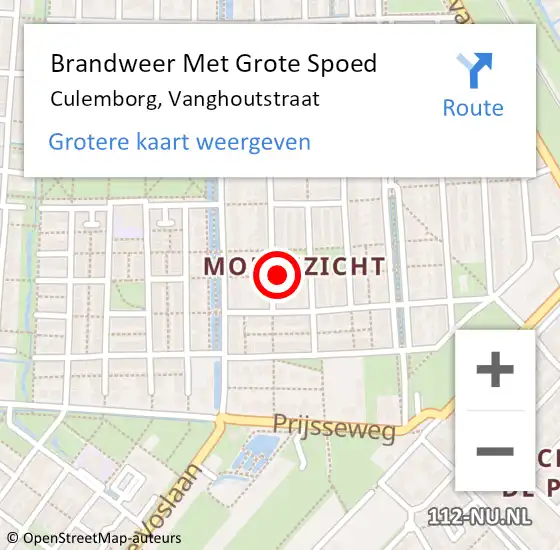 Locatie op kaart van de 112 melding: Brandweer Met Grote Spoed Naar Culemborg, Vanghoutstraat op 3 juli 2022 00:44