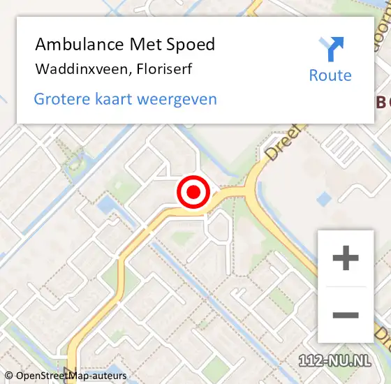 Locatie op kaart van de 112 melding: Ambulance Met Spoed Naar Waddinxveen, Floriserf op 3 juli 2022 00:58