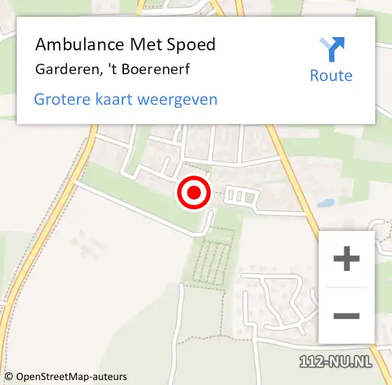 Locatie op kaart van de 112 melding: Ambulance Met Spoed Naar Garderen, 't Boerenerf op 3 juli 2022 01:03