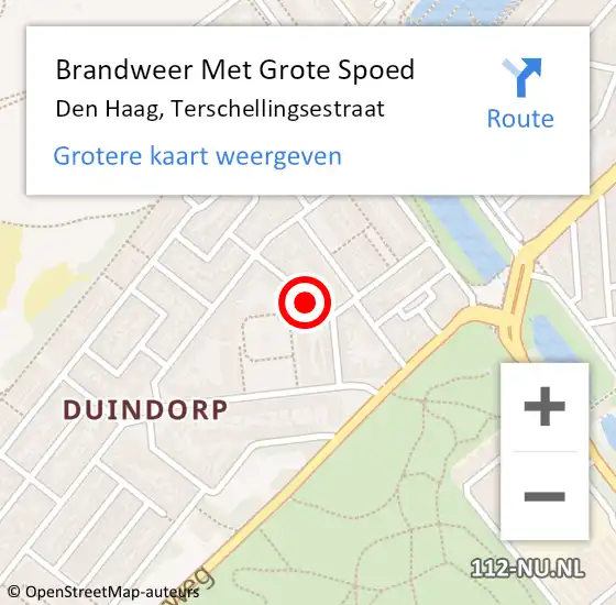 Locatie op kaart van de 112 melding: Brandweer Met Grote Spoed Naar Den Haag, Terschellingsestraat op 3 juli 2022 01:18